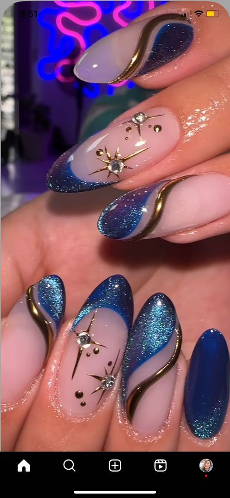 Nails Capricorn, Sea Inspired Nails, Virgo Nails Designs, Capricorn Nails, Virgo Nails, Finger Biting, Quinceanera Nails, Birmingham City University, Hoco Nails