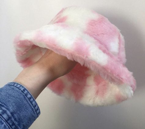 Cow Bucket Hat, Pink Cow Print, Cow Hat, Fluffy Bucket Hat, White Cow Print, Fur Bucket, Faux Fur Bucket Hat, Fur Bucket Hat, Sassy Outfit