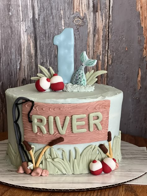 Fishing Party Cake Ideas, Ofishally One Pictures, Fish First Birthday Cake, Fishing Party Cake, Fishing First Birthday Cake, Reeling In The Big One Birthday Cake, Ofishally One Birthday Cake Smash, I Fishally One, Offishially One Birthday Food