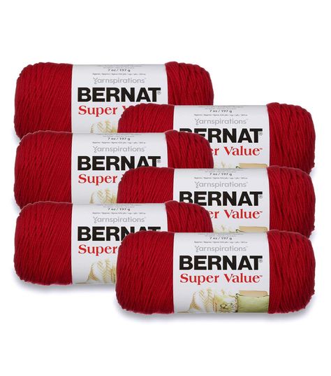 Bernat Super Value 426yds Worsted Acrylic Yarn 6 BundleBernat Super Value yarn is an economical, worsted weight yarn in a huge shade range Available in solid and multi - colored shades, from brights, to neutrals, Super Value fits the needs of any knit or crochet project Conveniently machine washable and dryable for easy careProduct DetailsEasy care, longwearing premium Acrylic yarnContent: 100% AcrylicBall Size Solids/Ragg / Heathers: 197g / 7oz, 389m / 426ydBall Size Ombres: 142g / 5oz, 251m / Bernat Yarn, Bernat Blanket, Bernat Blanket Yarn, Crochet Hexagon, Crochet Home Decor, Blanket Yarn, Needle Arts, Crochet Home, Knit Or Crochet