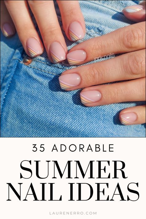 This post is all about short summer nail ideas that are super adorable. Short nails are in for 2024, and these cute designs are a fun and cheery way to welcome the warmer weather! Spring Nail Ideas | Summer Nail Ideas | Summer Nail Colors | Summer Nail Inspiration Nail Designs Small Nails Simple, Gel Nail Paint Ideas For Short Nails, Best Short Nail Colors, Subtle Manicure Ideas, Summer Nails Very Short, Simple Gel Nails Spring, Short Nail Summer Colors, Current Nail Trends 2024 Summer, Fashion Nails 2024