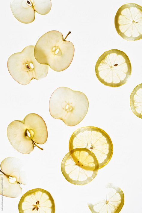 Apple And Lemon Slices | Stocksy United Apple Slice, Fruit Slices Photography, Apple Photography, Lemon Texture, Lemon Slice Photography, Lemon Phone Background, Lemon Images Fruit, Apples Photography, Apple Background