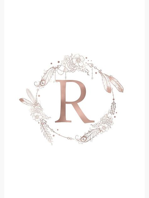 Letter R Rose Gold Pink Initial Monogram by naturemagick The Letter R, Initial Monogram, Rose Gold Pink, Letter R, Spiral Notebook, Notebook, Monogram, Rose Gold, Flowers