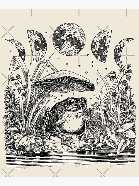 "Cute Cottagecore Aesthetic Frog Mushroom Moon Witchy Vintage - Dark Academia Goblincore Witchcraft Froggy - Emo Grunge Nature Fantasy - Fairycore Toad Toadstool Pond " Poster for Sale by MinistryOfFrogs | Redbubble Dark Academia Goblincore, Moon Witchcraft, Cottagecore Posters, Dark Academia Posters, Aesthetic Frog, Mushroom Moon, Frog Mushroom, Mushroom Poster, Grunge Posters