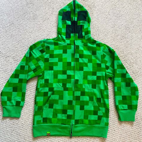 Very Cool Minecraft Hoodie With Zip Up Creeper Mask. My Son Pulled The Tags Off And Wore It Around The House And Decided He Didn’t Want It. In Perfect Condition. Cotton And Polyester.