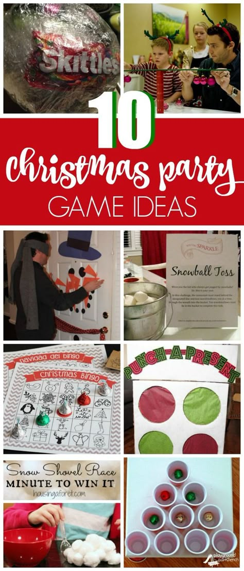 10 Christmas Party Game Ideas that are a blast for the whole family on http://prettymyparty.com. Christmas Party Game Ideas, Xmas Games, Party Game Ideas, Diy Christmas Ideas, Christmas Bingo, Fun Christmas Games, Family Christmas Party, Kids Christmas Party, Minute To Win