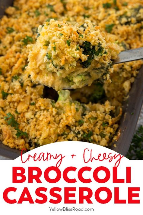 Cheesy Broccoli Casserole with tender broccoli, a homemade cheddar cheese sauce and finishes with a crispy, buttery cracker crumb topping. Homemade Cheddar Cheese, Thanksgiving Vegetables Side Dishes, Thanksgiving Vegetable Sides, Cooked Broccoli, Broccoli Casserole Recipe, Easy Holiday Side Dishes, Cheesy Broccoli Casserole, Broccoli Side Dish, Broccoli Cheese Casserole