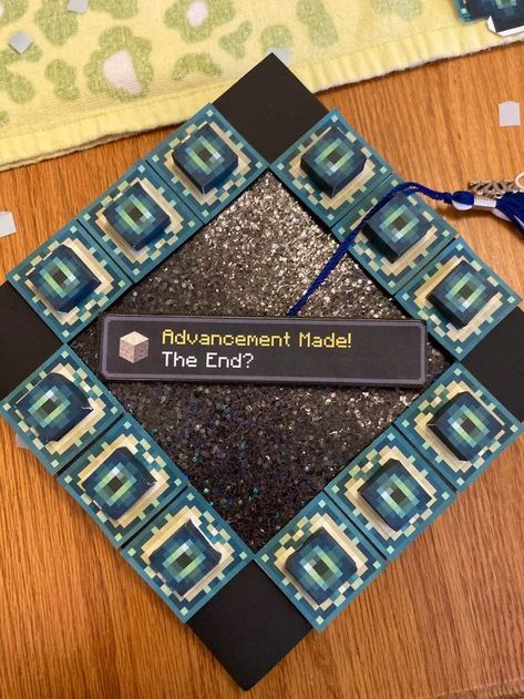 Minecraft End Portal, Funny Grad Cap Ideas, Funny Graduation Caps, Creative Graduation Caps, College Grad Cap Ideas, Graduation Cap Decoration Diy, High School Graduation Cap, College Graduation Cap Decoration, Grad Hat