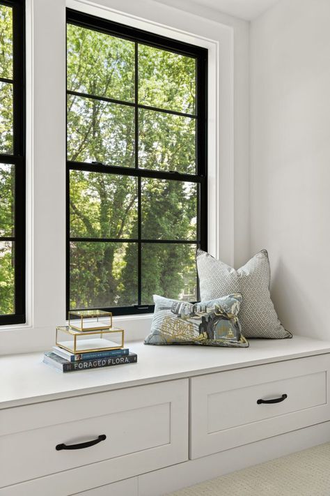 15 Window Trim Ideas That Will Beautifully Frame Your Views Modern Window Casing, Window Trim Ideas Interior, Modern Window Trim, Window Trim Styles, Window Trim Ideas, Flat Window, Black Window Trims, Interior Window Trim, Blue Grey Walls