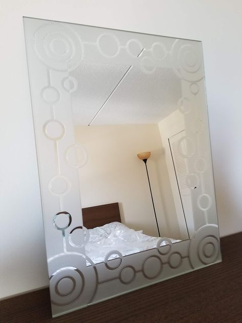 Etching Mirror, Mirror Etching, Frosted Mirror, Fancy Mirrors, Wall Hanging Mirror, Etched Mirror, Art Pierre, Brass Furniture, Smart Mirror