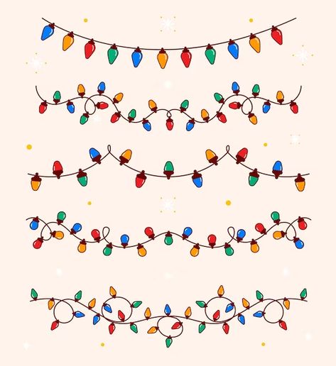 Lights Doodle, Bujo Christmas, Christmas Lights Drawing, Christmas Lights Svg, Christmas Tattoo, Light Tattoo, Pepa Pig, December Christmas, Christmas Doodles