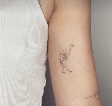 pinterest: hezzprice Delicate Dance Tattoo, Fineline Skeleton Tattoo, Fine Line Tattoo Skeleton, Anatomy Art Tattoo, Fine Line Anatomy Tattoo, Dancing Skeleton Tattoo Matching, Unique Skeleton Tattoo, Dancing Cowboy Skeleton Tattoo, Dance It Out Tattoo