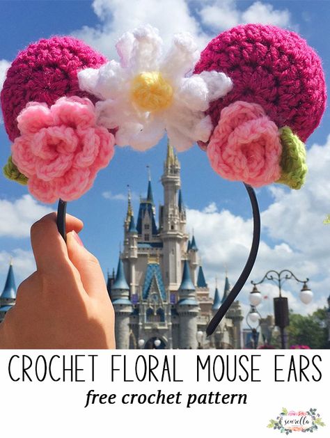 Disney Crochet Patterns, Crochet Disney, Crochet Mouse, Crochet Headband Pattern, Pola Amigurumi, Crochet Hair Accessories, Mickey Mouse Ears, Disney Ears, Headband Pattern