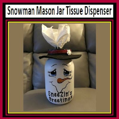 Snowman Mason Jar Tissue Dispenser Mason Jar Tissue Holder Diy Christmas, Snowman Mason Jars Diy, Mason Jar Christmas Crafts Diy Projects, Christmas Jars Diy, Mason Jar Tissue Dispenser, Jar Plants, Christmas Mason Jar Ideas, Christmas Mason Jar Crafts, Mason Jar Plants