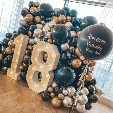 Oooh yes, please! 🖤 Total 18th Birthday goals despite the circumstances! The numbers may have been slashed, but the balloon decor stayed the same - totally fabulous! ✨🕺⚡️ Birthday Balloon Wall, 18th Birthday Party Ideas, 17 Doğum Günü, 18th Party Ideas, 18th Birthday Party Themes, 18th Birthday Decorations, Birthday Goals, Birthday Party Theme Decorations, Birthday Balloon Decorations