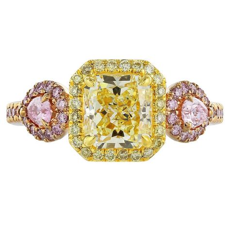 9 Carat Diamond Ring, Pink And Yellow Diamond Ring, Yellow Wedding Ring, Canary Diamond Ring, Fancy Yellow Diamond Ring, Fancy Color Diamond Ring, Green Diamond Rings, Pink Diamond Engagement Ring, Yellow Diamond Ring