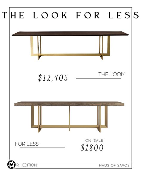 Rh look for less Rh lookalike Restoration hardware dupe Gold and wood dining table Oversized dining table Dark wood dining table Transitional glam dining room Modern dining room #diningroom #wayfair Follow my shop @hausofsavos on the @shop.LTK app to shop this post and get my exclusive app-only content! #liketkit #LTKhome #LTKsalealert #LTKstyletip @shop.ltk https://liketk.it/3Rreh Dark Glam Dining Room, Restoration Hardware Dining Room Table, Dining Table Transitional, Rh Dining Table, Rh Dining Room, Dining Table Dark Wood, Rh Kitchen, Rh Dining, Restoration Hardware Dining Table