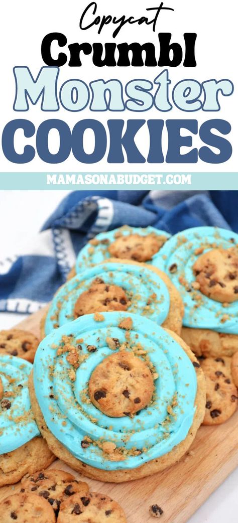 Blue Monster Cookies, Moster Cookies, Crumble Cookie Recipe, Homemade Recipe Books, Monster Cookies Recipe, Ultimate Chocolate Chip Cookie, Mini Chocolate Chip Cookies, Bright Blue Color, Blue Monster