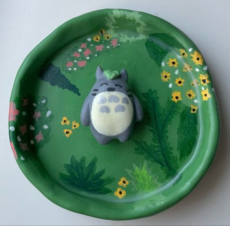 My Neighbor Totoro Gifts, Air Dry Clay Ideas Ghibli, Minecraft Air Dry Clay Ideas, Ponyo Air Dry Clay, Totoro Clay Tray, Air Dry Clay Projects Studio Ghibli, Ghibli Clay Tray, Totoro Air Dry Clay, Calcifer Clay Tray