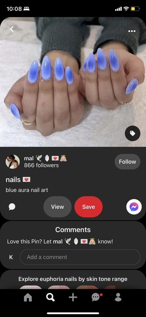 Aurora Nails Blue, Aura Nails Blue, Blue Aura Nails, Aura Azul, Euphoria Nails, Aura Nails, Aurora Nails, Light Blue Nails, Blue Aura