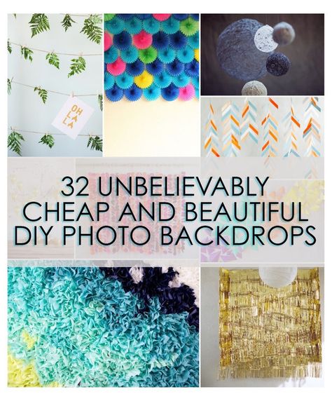 32 Unbelievably Cheap And Beautiful DIY Photo Backdrops. I like #1,9, 17, and 20 the most. Some of the other ones are cool, but would take FOREVER to make. :D Animation Photo, Diy Photography Props, Photo Props Diy, Diy Photo Backdrop, Diy Props, Market Display, Photos Booth, Backdrop Ideas, Photo Backdrops