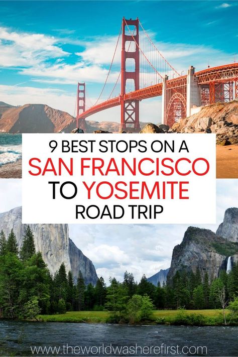 Planning a San Francisco to Yosemite road trip? You can't miss these amazing stops along the way! Yosemite Road Trip, San Francisco Road Trip, National Park Itinerary, Yosemite Trip, California Roadtrip, Road Trip Packing, Road Trip Destinations, National Park Road Trip, Usa Travel Guide