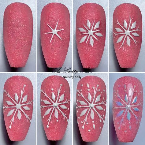 More pretty snowflakes ❄️ Using @magpie_beauty products #everythingmagpie #asprettyas_nailsbykelly #stepbystep #stepbystepnails… | Instagram Xmas Nail Art, Snowflake Nail Art, Xmas Nails, Art How, Christmas Nail Art, Nail Art Tutorial, Long Acrylic Nails, Winter Nails, Red Nails