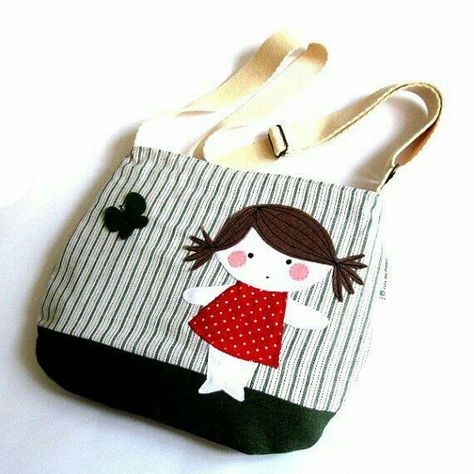 Kids' Bag, Sewing Appliques, Girls Purse, Sewing Bags, Patchwork Bags, Felt Bag, Felt Dolls, Fabric Bags, Quilted Bag