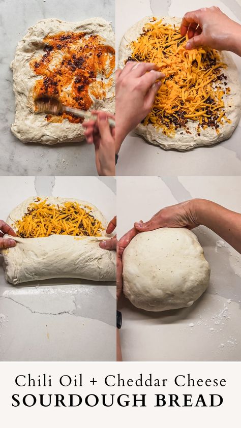 Photos for how to make chili oil and cheddar cheese sourdough bread Hot Honey Sourdough Bread, Sourdough Pretzel Bread, Infused Sourdough Bread, Bread Inclusions, Sourdough Bread Flavor Ideas, Sourdough Bread Inclusions, Sourdough Bread Ideas, Sourdough Cheese Bread, Sourdough Inclusions