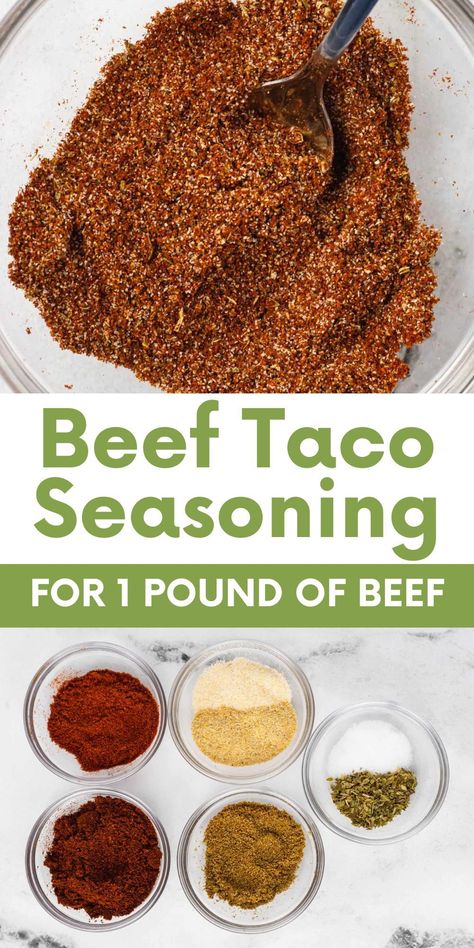 Spice up your taco game with homemade beef taco seasoning! This mix is perfect for one pound of ground beef. Ground Beef Taco Seasoning, Beef Taco Seasoning, Make Taco Seasoning, Ground Beef Seasoning, Homemade Taco Seasoning Recipe, Chicken Taco Seasoning, Ground Beef And Potatoes, Taco Seasoning Recipe, Spicy Tacos