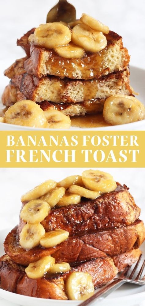 Banana Topping For French Toast, French Toast Banana Foster, Banana Foster Topping, French Toast Toppings Ideas, Strawberry Banana French Toast, Fruit French Toast, Banana French Toast Recipe, French Toast With Bananas, Banana Topping