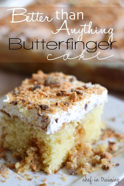 Butterfinger Desserts, Butterfinger Recipes, Better Than Anything Cake, Butter Finger Dessert, Coffee Cake Loaf, Butterfinger Cake, Candy Bar Cake, Food Change, Butterfinger Candy