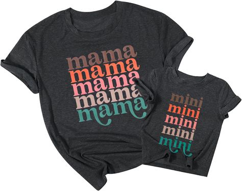 PRICES MAY VARY. Material: Mama Mini Shirt Set is made of cotton blend + polyester fabric, which is super soft, comfortable, breathable and elastic, suitable for all-day wear Features: Mother daughter couple outfit, Mom Mini Couple shirt, Mother's Day mother daughter shirt, vintage Mom mom tee, cute and fun monogram print, classic O-neck design. When you wear it, it will bring you happiness Occasions: Mom and daughter matching outfits shirt for family gatherings, vacations, Mother's Day, etc.Not Youth Daughter, Mama Mini Shirt, Letter Tshirt, Mommy Daughter Photoshoot, It's My Birthday Shirt, Mother Daughter Shirts, Daughter Shirt, Mom And Daughter Matching, Softball Mom Shirts