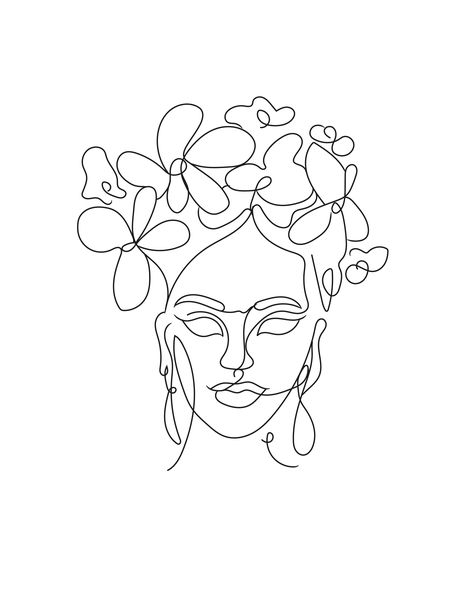 Frida Kahlo Line Drawing, Frida Kahlo Tattoo Ideas, Frida Kahlo Line Art, Frida Kahlo Drawing, Frida Kahlo Tattoo, Frida Kahlo Tattoos, Poster Portrait, Frida Art, Frida Kahlo Art