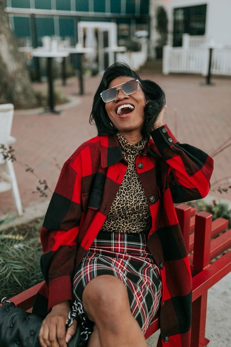 Leopard Peint | Argyle Print | Plaid | Mixed Prints | Shacket | Pencil Skirt | Combat Boots | @fashncurious Mixing Plaids Outfit, Monse Plaid Skirt, Plaid Mixed Prints Outfit, Skirt Combat Boots, Madras Plaid Dress, Mixing Prints Fashion, Argyle Print, Invert Colors, Madras Plaid