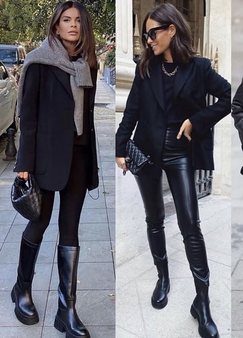 Lederhosen Outfit, Look Boho Chic, Look Legging, Women In Black, Black Outfits, Mode Casual, Looks Street Style, Fashion Mistakes, Looks Chic