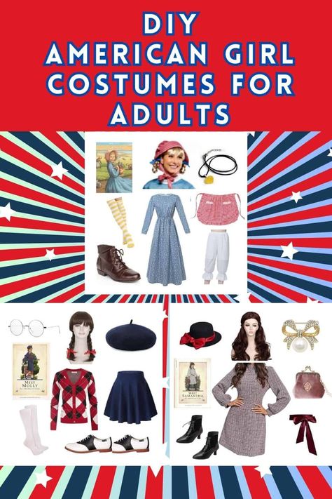 Top 3 Adult American Girl Costumes for Halloween Samantha American Girl Costume, Girl Costumes For Halloween, Diy Halloween Costumes For Girls, American Girl Halloween, Samantha Parkington, Kirsten Larson, Pioneer Dress, Girl Halloween Costumes, Book Character Costumes