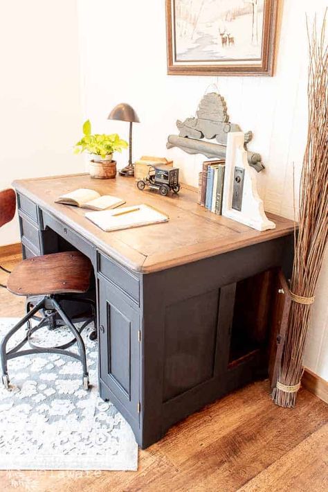 Today, I am sharing an antique desk makeover idea that wasn't supposed to happen this way! Wondering what I am talking about?? Antique Desk Makeover, Refinished Desk, Refurbished Desk, Upcycle Desk, Farmhouse Thrift Store Makeovers, Desk Makeover Diy, Desk Redo, Dresser Diy, Farmhouse Desk