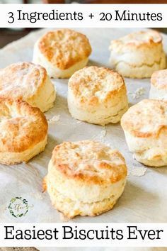 Easy Biscuit Recipe 3 Ingredients, 3 Ingredient Biscuits, Quick Biscuit Recipe, 2 Ingredient Biscuits, Quick Biscuits, Best Biscuit Recipe, Easy Homemade Biscuits, Flour Biscuits, Homemade Biscuits Recipe