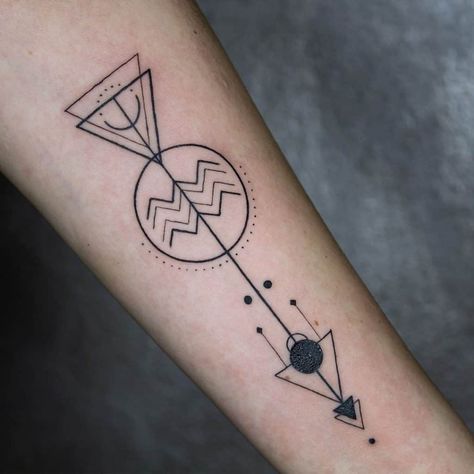 Geometric Aquarius Interpretations Tattoos 1 Creative Aquarius Tattoo, Aquarius Tattoo Color, Air Sign Tattoo Aquarius, Aquarius Tattoo Men, Aquarius Tattoo Ideas, Aquarius Tattoo Designs, Aquarius Symbol Tattoo, Witch Inspiration, Aquarius Tattoos