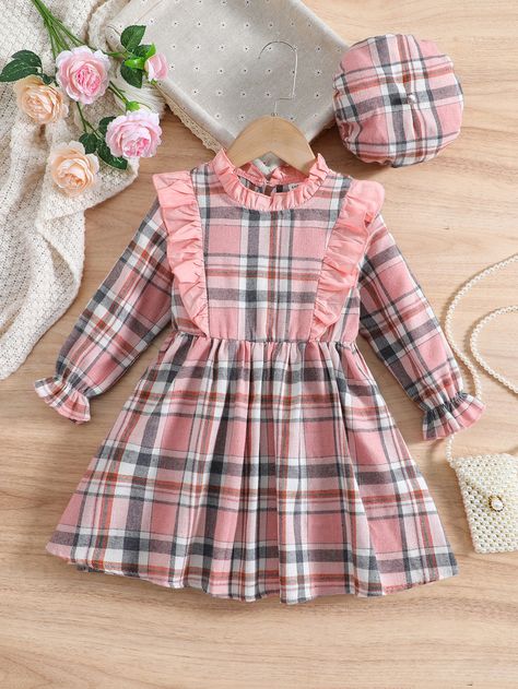 Modest Girls Dresses, Flounce Sleeve Dress, Dress With Hat, Woolen Clothes, Casual Attire For Women, Sewing Baby Clothes, Winter Baby Clothes, Kids Frocks Design