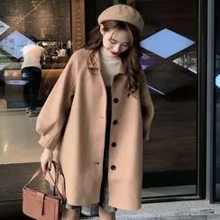 Eden's Corner - Puff-Sleeve Coat Cashmere Coat Women, Korean Winter Outfits, 00s Mode, Coats Vintage, Wool Coats, Women Overcoat, Classic Women, Vintage Long Sleeve, Mode Inspo