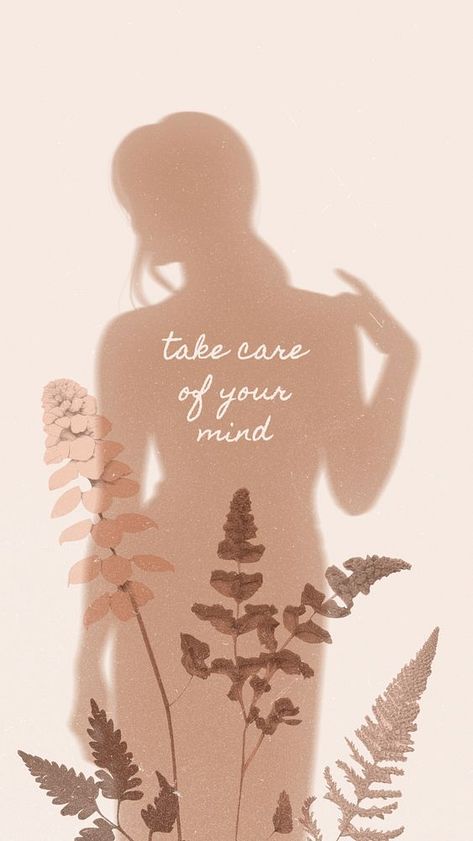 Self-care mobile wallpaper template | premium image by rawpixel.com / Boom Take Care Of Yourself Wallpaper, Peaceful Graphic Design, Aesthetic Self Care Photo, Hair Aesthetic Wallpaper, Affirmation Illustration, Self Growth Aesthetic, Self Wallpaper, Self Motivation Wallpaper Aesthetic, Woman Shadow