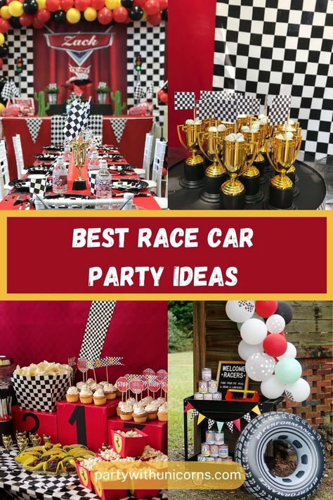 40 Best Race Car Party Ideas - Party with Unicorns Cars Birthday Printables, Race Car Party Ideas, Race Car 1st Birthday Party, Race Car Party Printables, Indy 500 Party, Car Party Ideas, Car Birthday Party Ideas, Race Car Birthday Party Ideas, Race Car Birthday Decorations