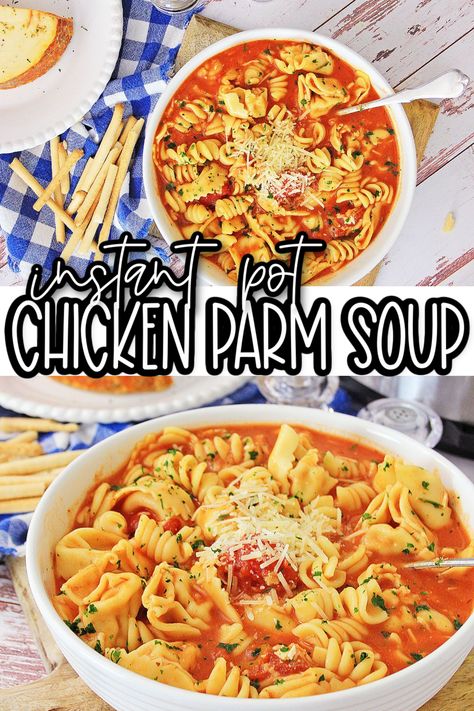 This soup is so good! Get all the flavors of chicken parm in an Instant Pot soup. Chicken Parmesan Soup Instant Pot, Instant Pot Chicken Parmesan Soup, Chicken Parm Instant Pot, Chicken Parm Soup, Chicken Parmesan Soup Recipe, Easy Chicken Parm, Parm Soup, Chicken Parmesan Soup, Instant Pot Chicken Parmesan