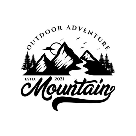 Mountains Logo, Mountain Logo, Logo Desing, Branding 101, Mountain Logos, Silly Photos, Travel Logo, Vector Template, Name Stickers