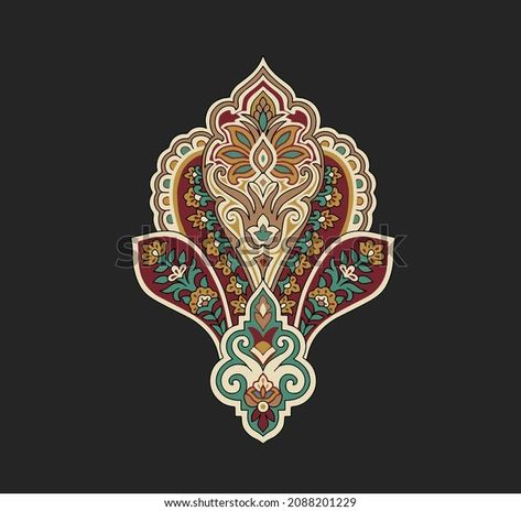 Colorful Baroque Dmask Paisley Motif Art Stock Illustration 2088201229 Mugal Motif, Duptta Design, Kurti Pattern, Paisley Motifs, Paisley Motif, Blue Duvet, Paisley Art, Baroque Design, Digital Borders Design