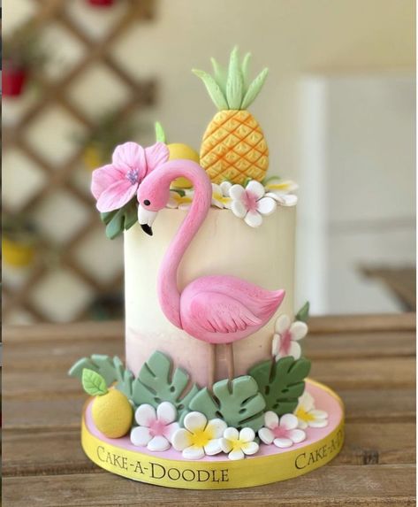 Flamingo Tropical Cake, Flamingo Cakepops, Tropical Cakes, Tropical Birthday Cake, Hawaii Cake, Flamingo Birthday Cake, Cakes For Kids, Swan Cake, Hawaiian Cake