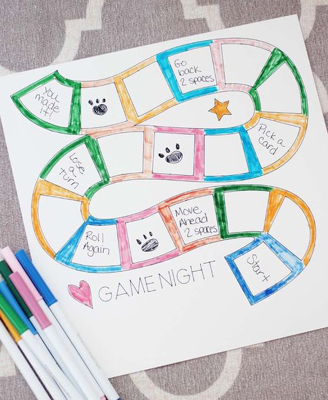 How To Make A Game, Board Games Ideas, Diy Board Games, Game Night Games, Formation Ideas, Homemade Games, Space Template, Kids Game Night, Homemade Board Games