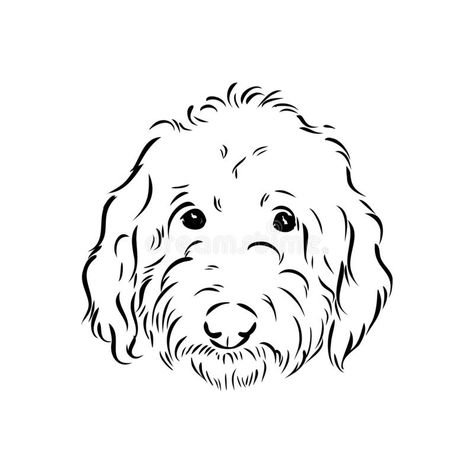 Goldendoodle Sketch Simple, Sheepadoodle Tattoo, Golden Doodle Sketch, Cockapoo Tattoo Outline, Golden Doodle Tattoo Outline, Goldendoodle Tattoo Outline, Aussiedoodle Drawing, Goldendoodle Outline, Cockapoo Tattoo